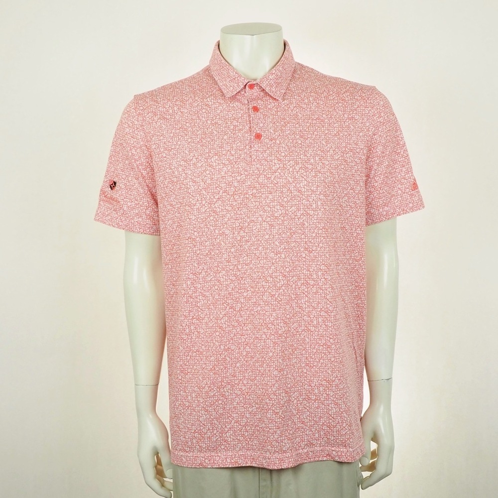 Adidas Golf Abstract Print Polo Shirt Mens Sz XL Pink AOP Blackstone Performance